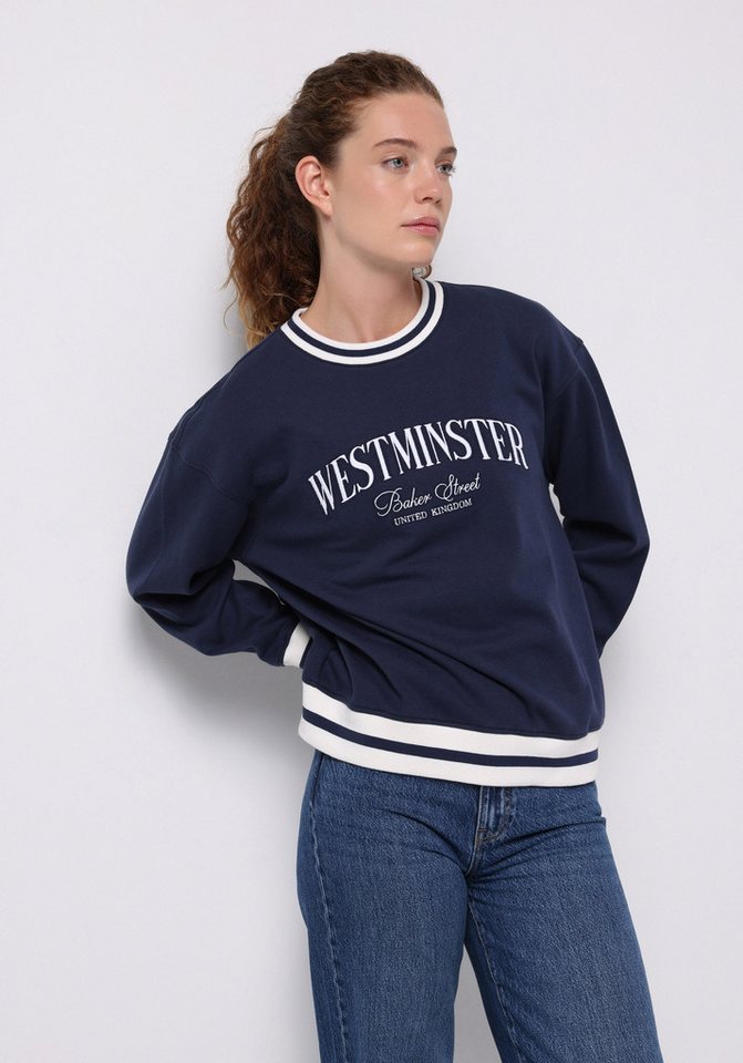Colins Kapuzenpullover Colins Regular Fit Damen-Sweatshirt mit Rundhalsausschnitt und Sticker von Colins