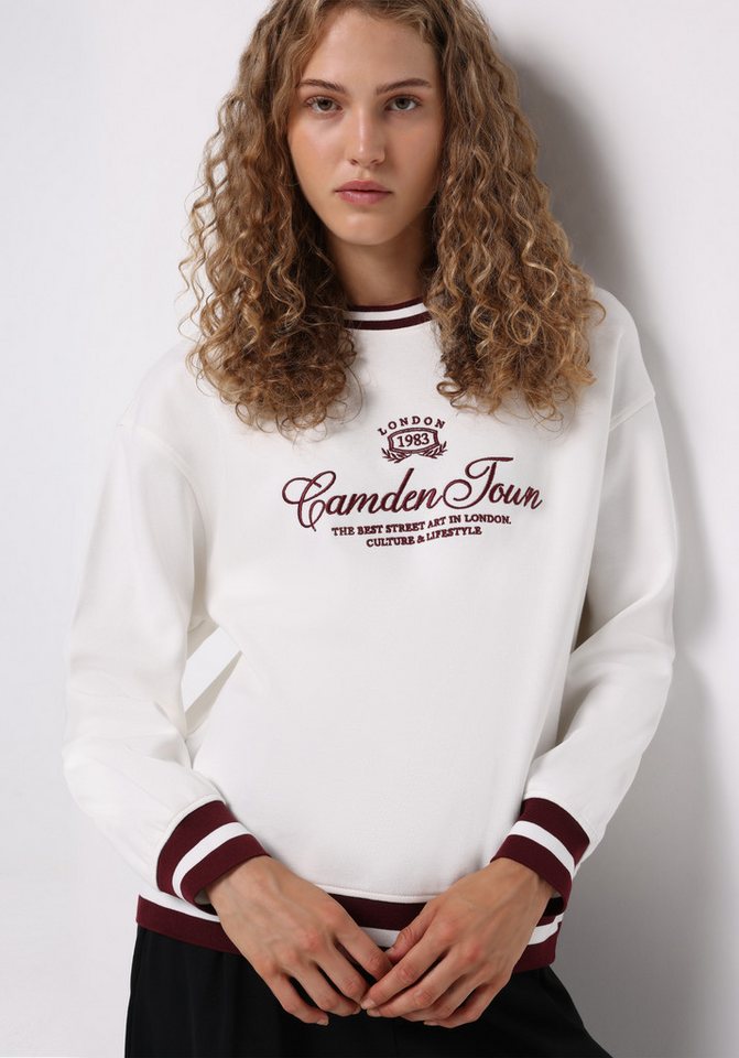 Colins Kapuzenpullover Colins Regular Fit Damen-Sweatshirt mit Rundhalsausschnitt und Sticker von Colins