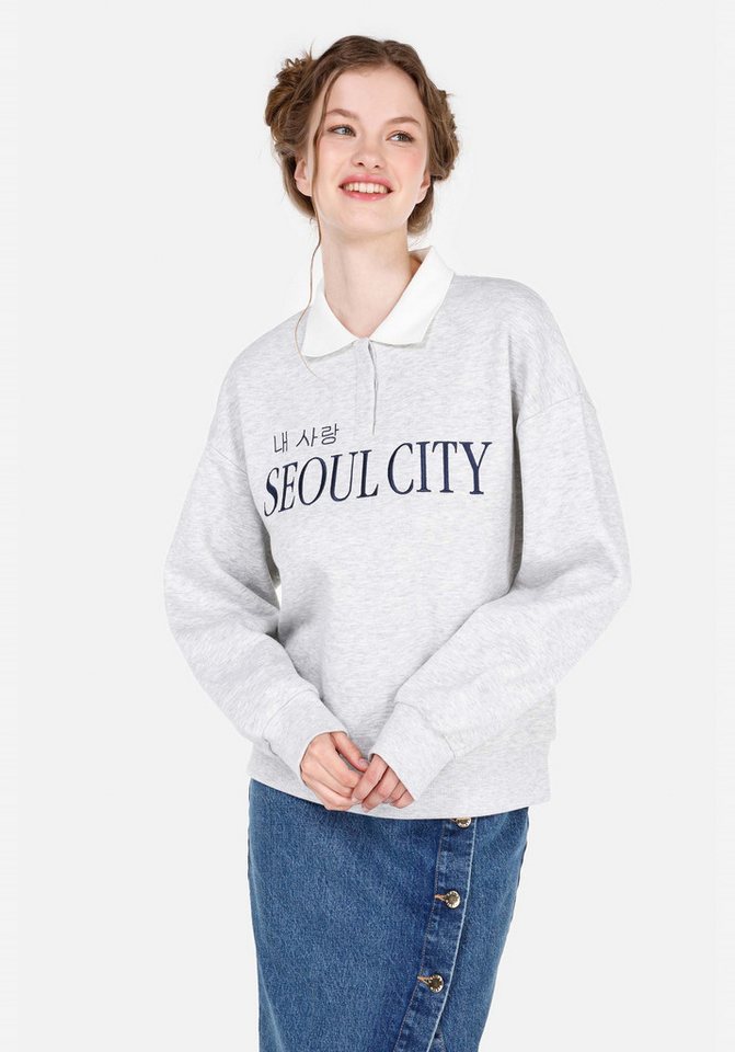 Colins Kapuzenpullover Colins Regular Fit Polokragen Damen Graues Sweatshirt von Colins