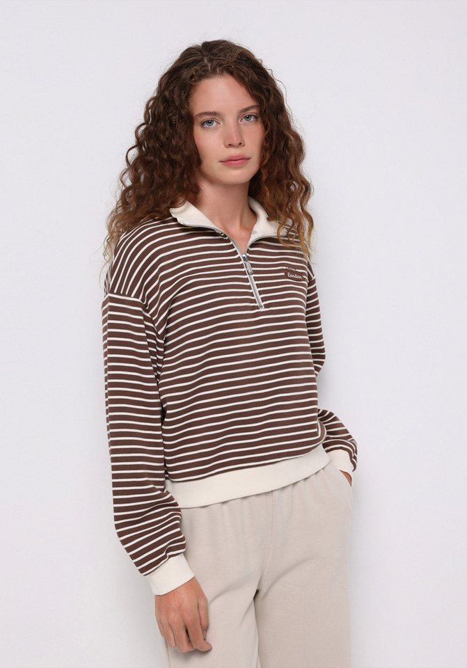 Colins Kapuzenpullover Colins Regular Fit Polokragen Gestreiftes Damen Sweatshirt Colins Kapuzenpullover Colins Regular Fit Polokragen Gestreiftes Damen Sweatshirt von Colins