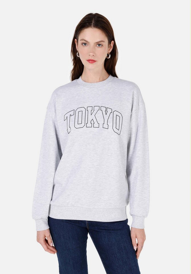 Colins Kapuzenpullover Colins Regular Fit Rundhals-Sweatshirt für Damen in Grau mit Aufdruck Colins Kapuzenpullover Colins Regular Fit Rundhals-Sweatshirt für Damen in Grau mit Aufdruck von Colins