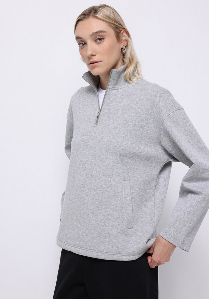 Colins Kapuzenpullover Colins Relaxed Fit Damen-Sweatshirt mit Reißverschluss, schlicht, grau von Colins