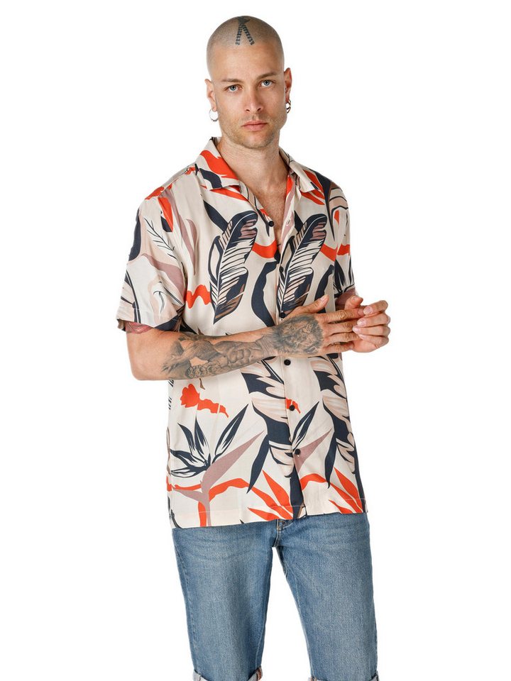 Colins Karohemd Colins Regular Fit Shirt Neck Printed Herren Kurzarmhemd von Colins