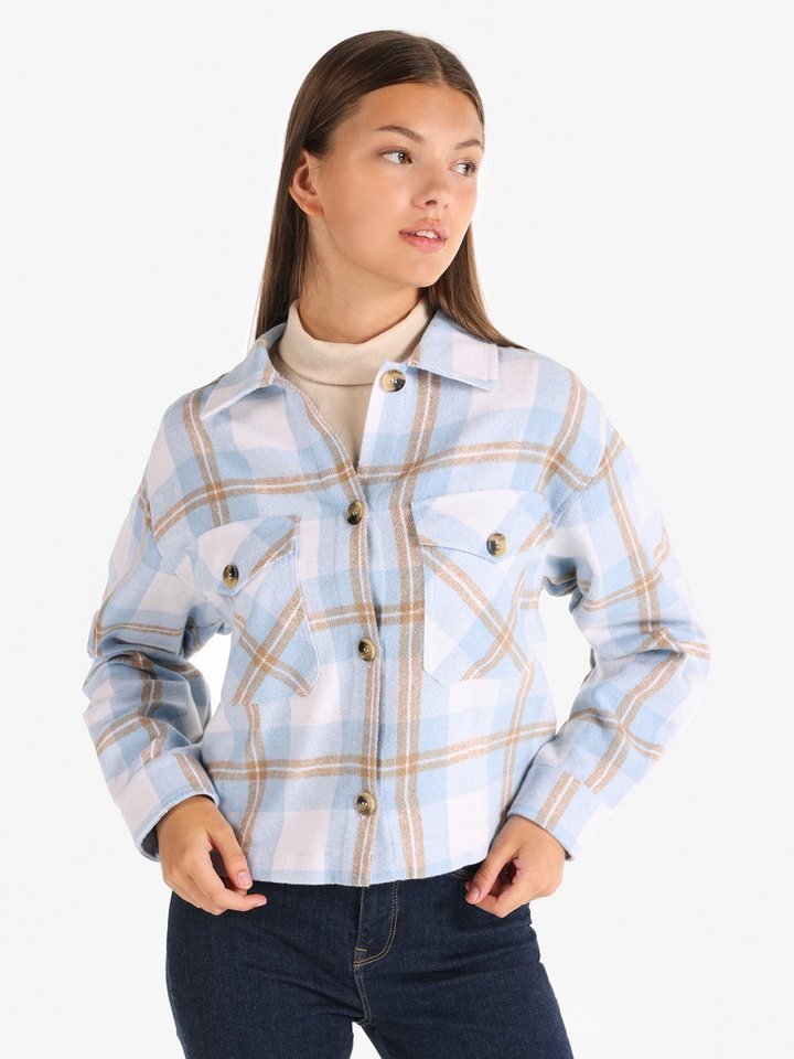Colins Langarmhemd Colins Regular Fit Shirt Neck Plaid Damen Langarmshirt von Colins