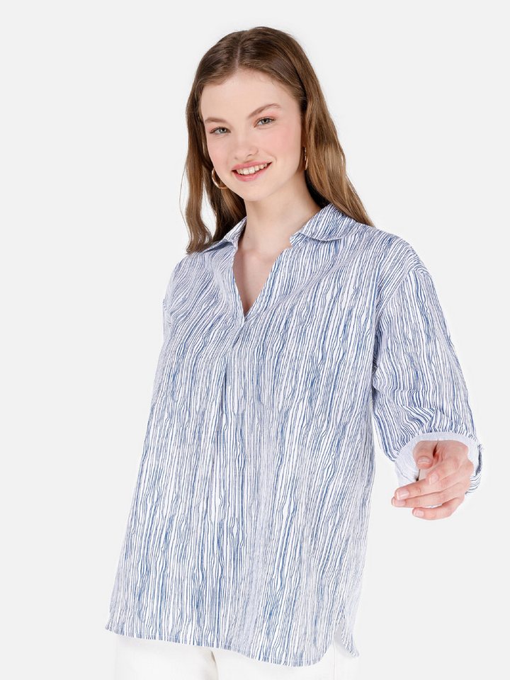 Colins Langarmhemd Colins Regular Fit Shirt Neck Striped Damen Roll-Up Shirt von Colins
