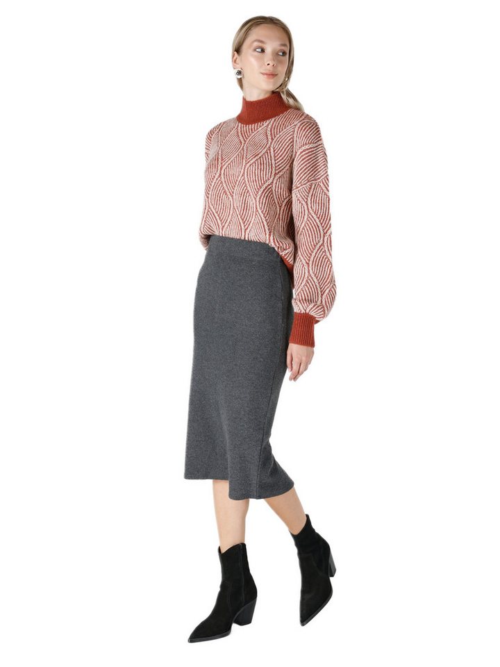 Colins Midirock Slim Fit Midi-Anthrazit-Damenrock von Colins