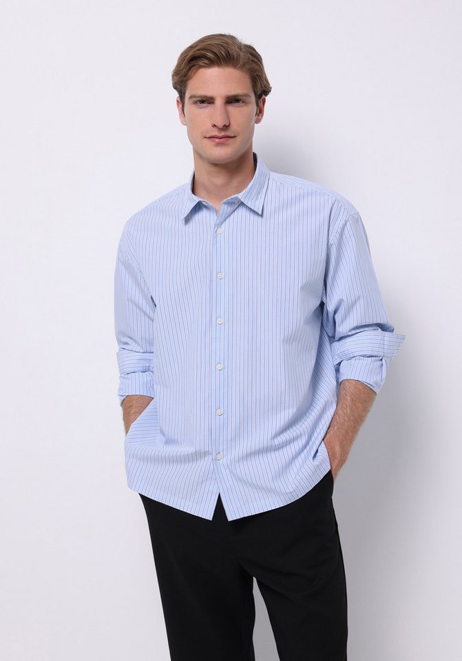 Colins Seamless Shirt Colins Boxy Fit Shirt Neck Striped Herren Blau Langarmhemd von Colins