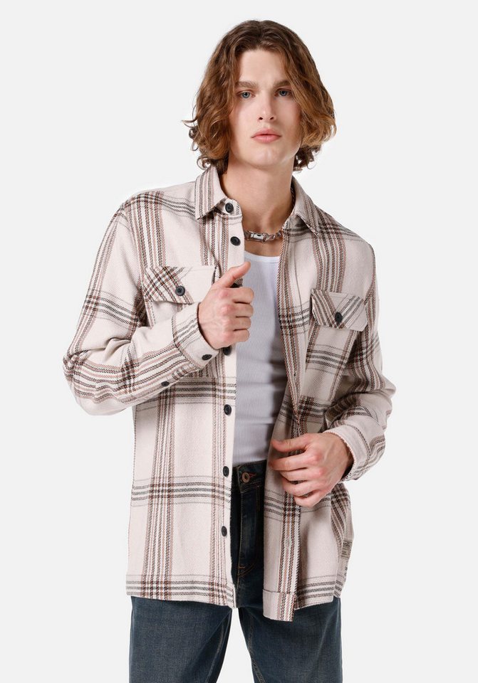 Colins Seamless Shirt Colins Comfort Fit Shirt Neck Plaid Herren Langarmhemd von Colins