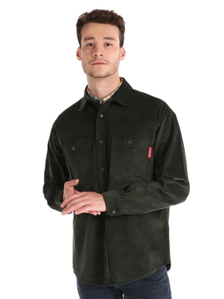 Colins Seamless Shirt Colins Comfort Fit Shirt Neck Plain Herren Grün Langarmhemd von Colins