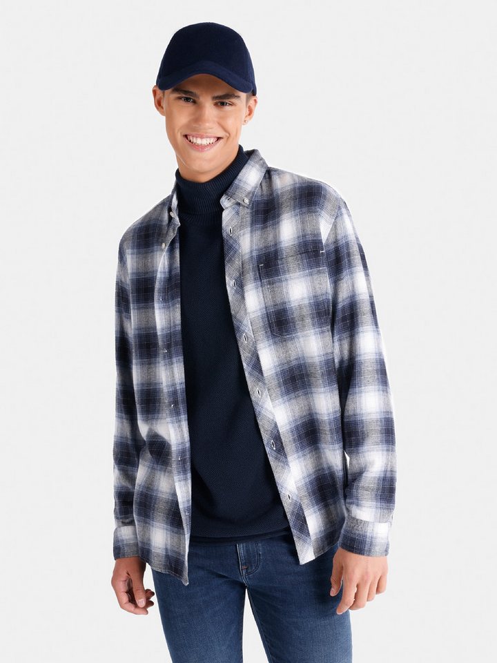 Colins Seamless Shirt Colins Regular Fit Hemdkragen Karo Herren Blau Langarmhemd von Colins