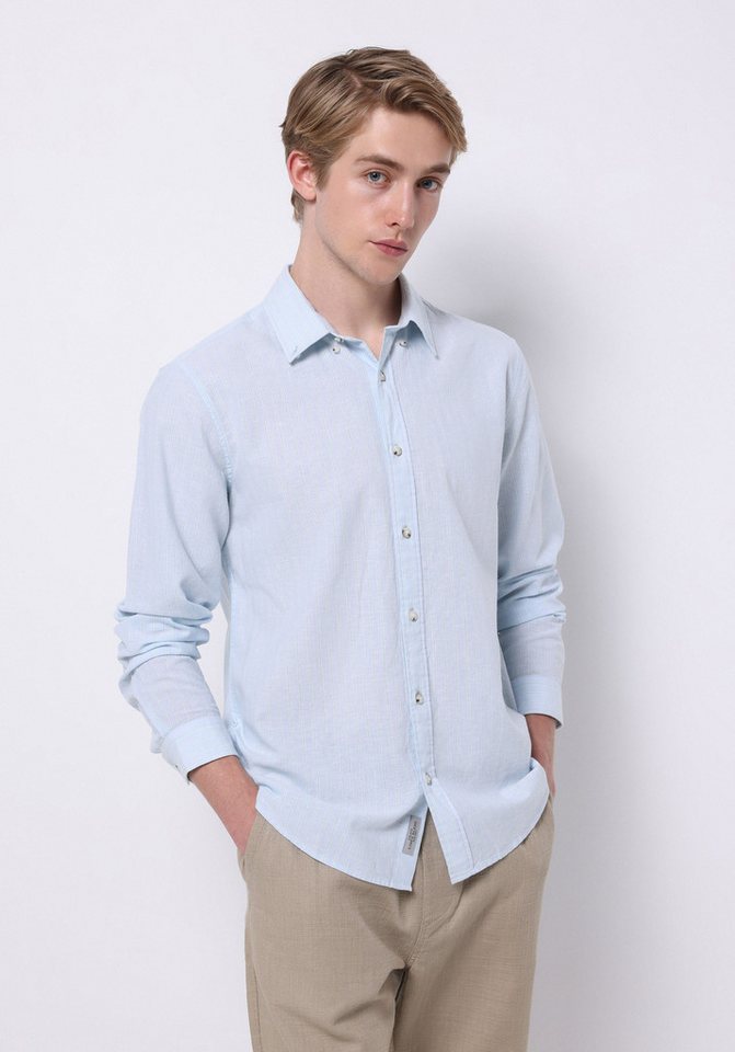 Colins Seamless Shirt Colins Regular Fit Hemdkragen Unifarbenes Herren Leinen-Mix Hellblau L von Colins