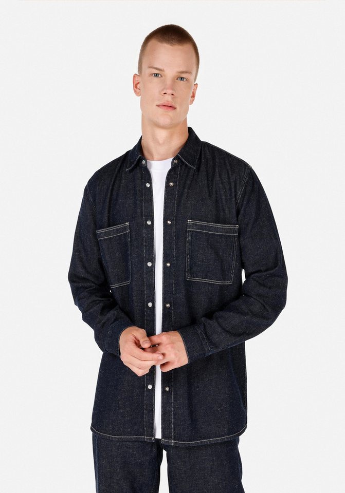 Colins Seamless Shirt Colins Regular Fit Herrenhemd mit klassischem Kragen, blau, langärmeli von Colins