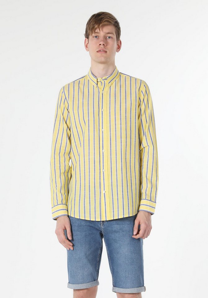 Colins Seamless Shirt Colins Regular Fit Shirt Neck Herren Gelb Langarmhemd von Colins