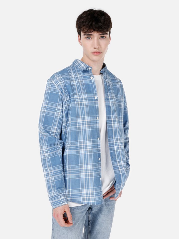 Colins Seamless Shirt Colins Regular Fit Shirt Neck Plaid Herren Langarmhemd von Colins