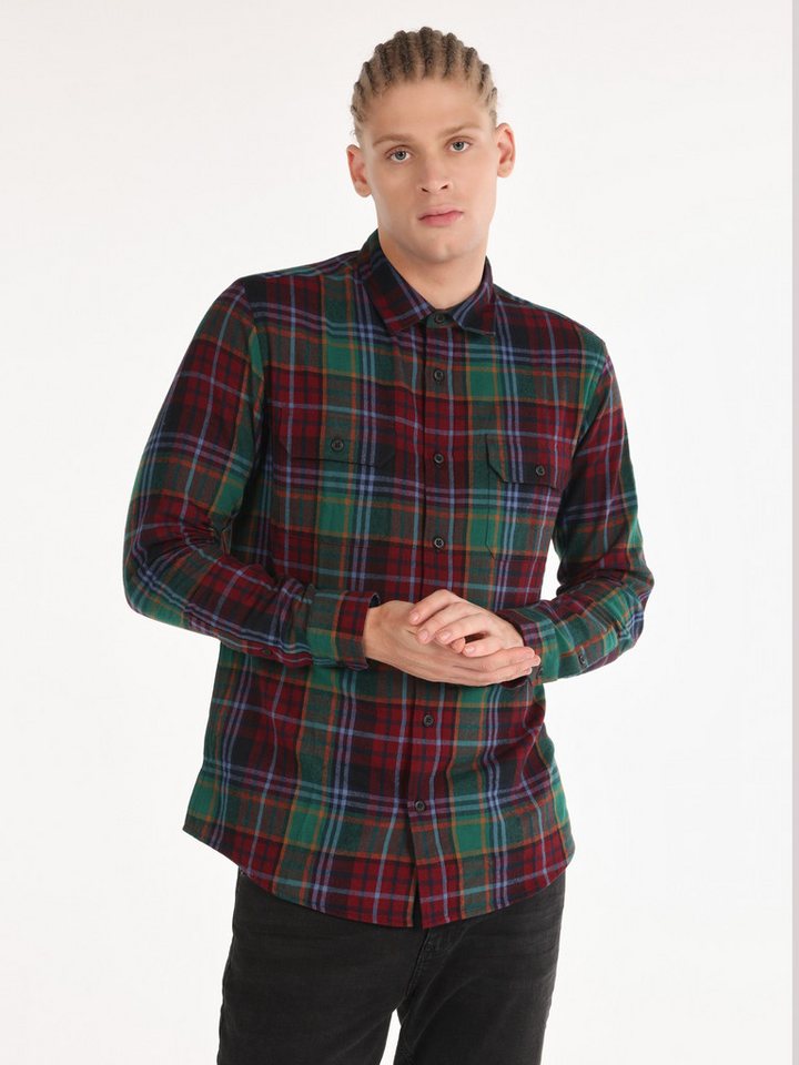 Colins Seamless Shirt Colins Regular Fit Shirt Neck Plaid Herren Langarmhemd von Colins