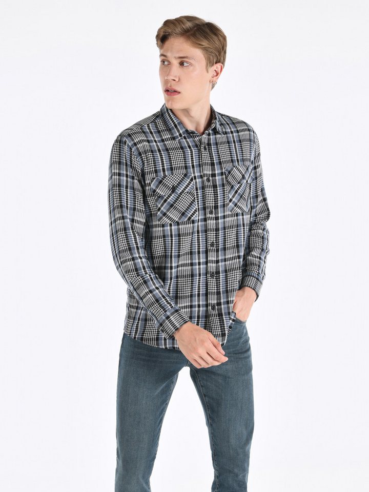 Colins Seamless Shirt Colins Regular Fit Shirt Neck Plaid Herren Langarmhemd von Colins