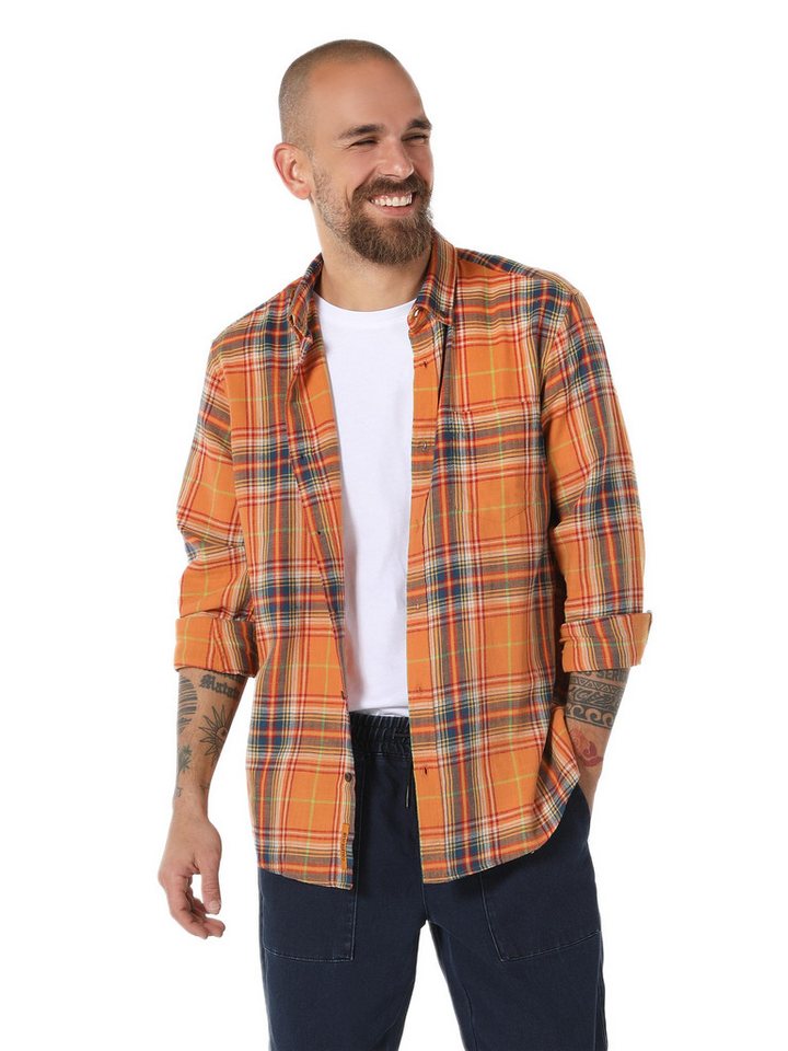 Colins Seamless Shirt Colins Regular Fit Shirt Neck Plaid Herren Sari Langarmhemd von Colins