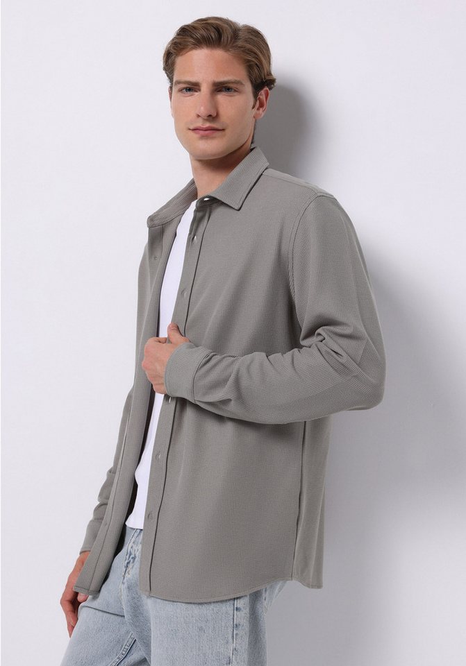 Colins Seamless Shirt Colins Regular Fit Shirt Neck Unifarbenes Herren Langarmhemd von Colins