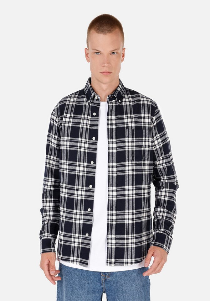 Colins Seamless Shirt Colins Slim Fit Button-Down-Kragen Kariertes Herren Langarmhemd von Colins