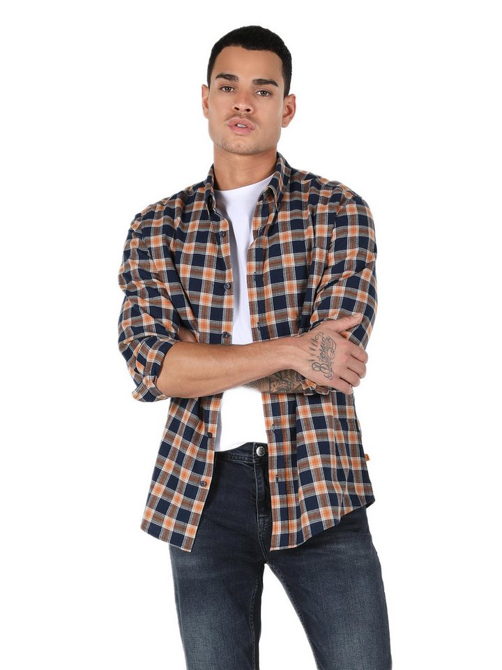 Colins Seamless Shirt Colins Slim Fit Shirt Neck Checkered Herren Langarmhemd von Colins
