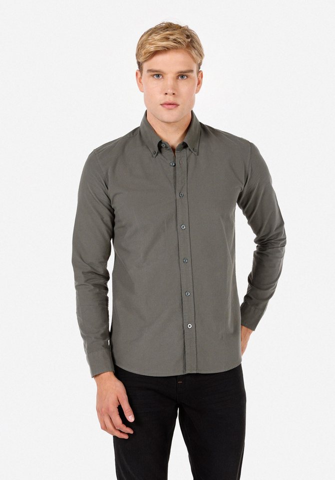 Colins Seamless Shirt Colins Slim Fit Shirt Neck Herren Blau Langarmhemd von Colins