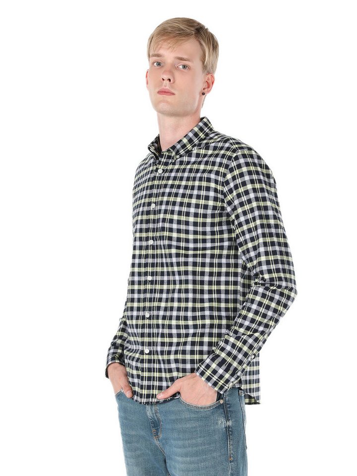 Colins Seamless Shirt Colins Slim Fit Shirt Neck Plaid Herren Langarmhemd von Colins