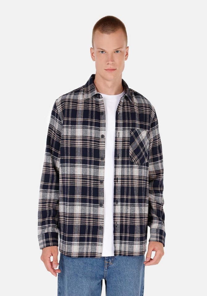 Colins Shirtkleid Colins Comfort Fit Shirt Neck Plaid Herren Langarmhemd von Colins