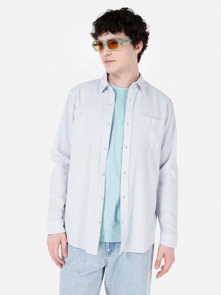 Colins Shirtkleid Colins Comfort Fit Shirt Neck Uni Herren Langarmhemd von Colins