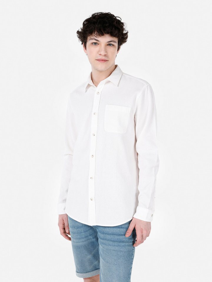 Colins Shirtkleid Colins Comfort Fit Shirt Neck Uni Herren Langarmhemd von Colins