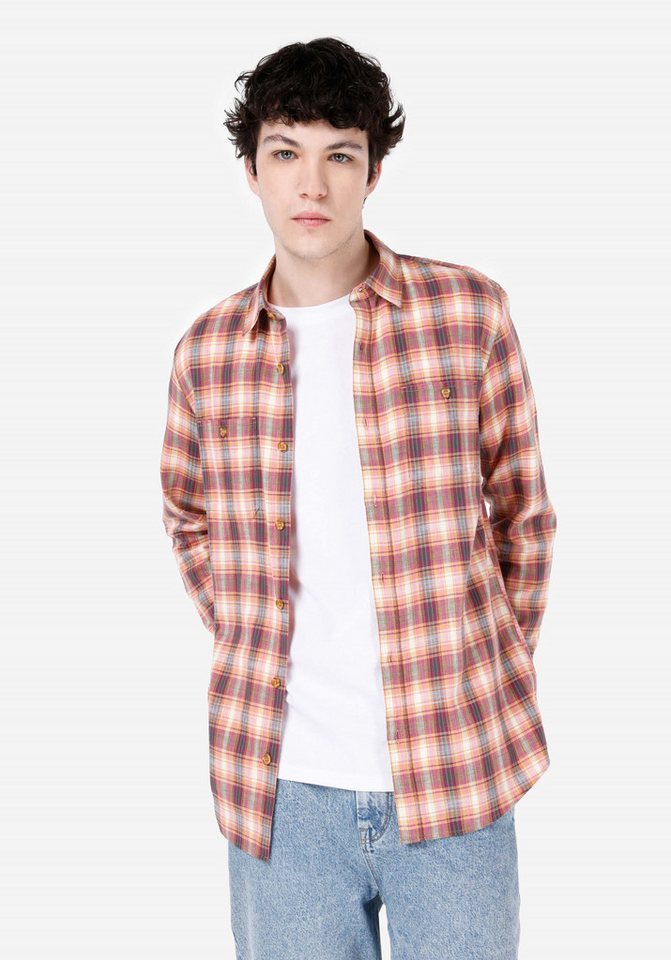 Colins Shirtkleid Colins Regular Fit Shirt Neck Plaid Herren Langarmhemd von Colins