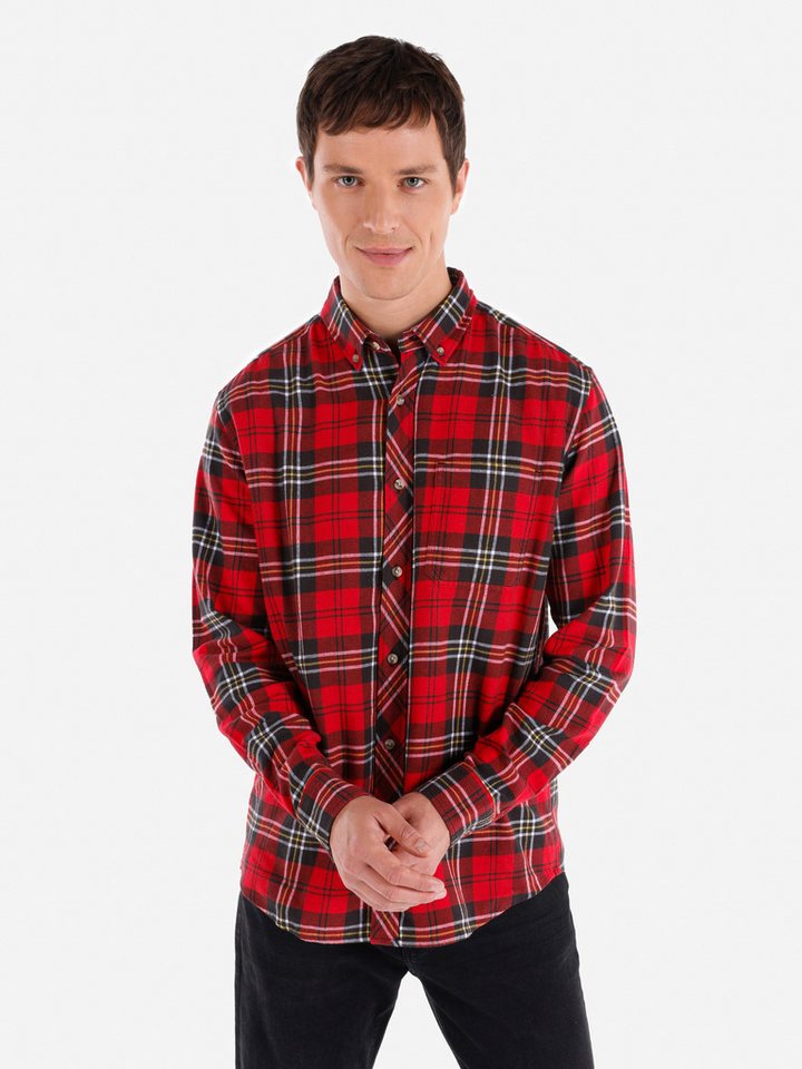 Colins Shirtkleid Colins Regular Fit Shirt Neck Plaid Herren Langarmhemd von Colins