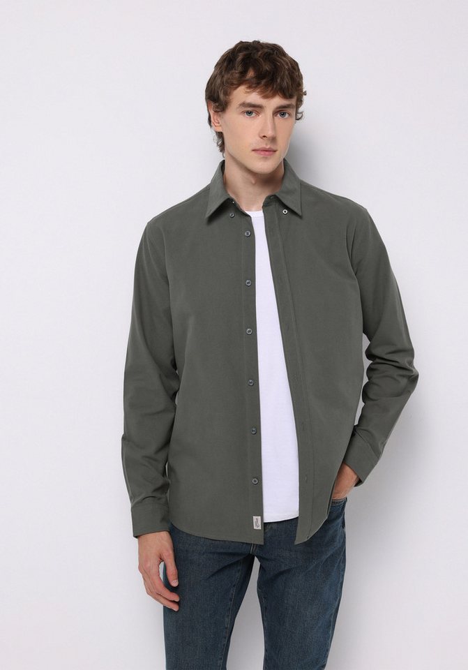 Colins Shirtkleid Colins Regular Fit Shirt Neck Plain Herren Stone Langarmhemd von Colins