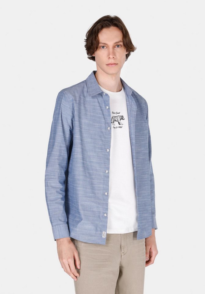 Colins Shirtkleid Colins Regular Fit Shirt Neck Plain Herren Stone Langarmhemd von Colins