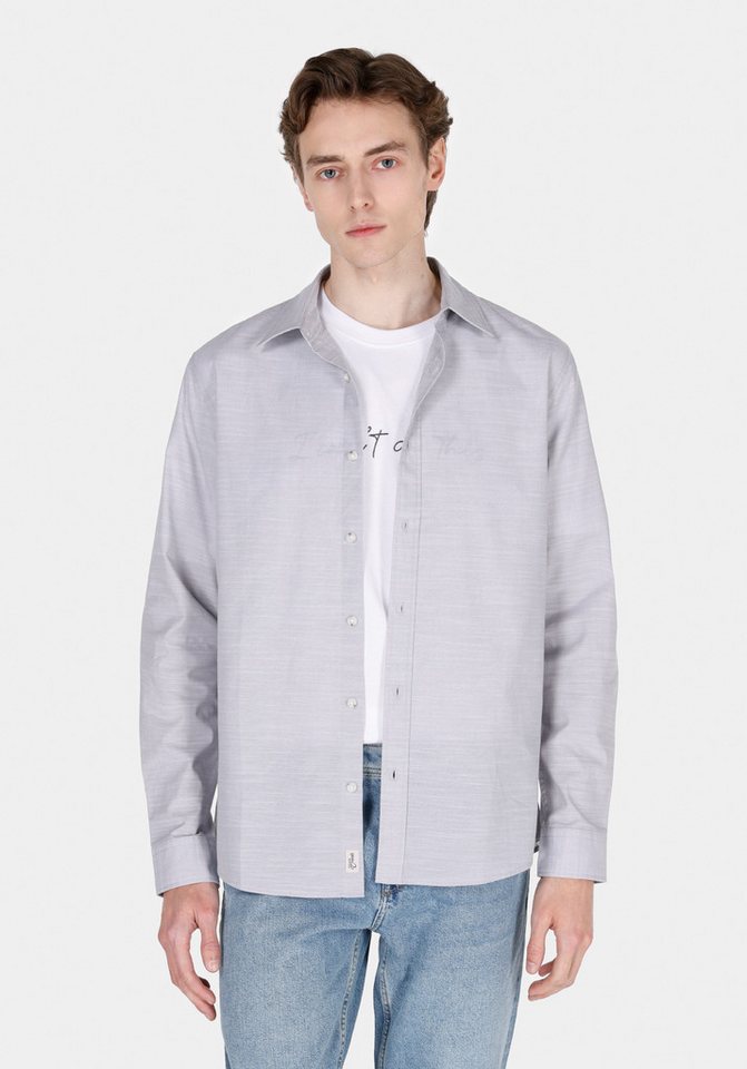 Colins Shirtkleid Colins Regular Fit Shirt Neck Plain Herren Stone Langarmhemd von Colins