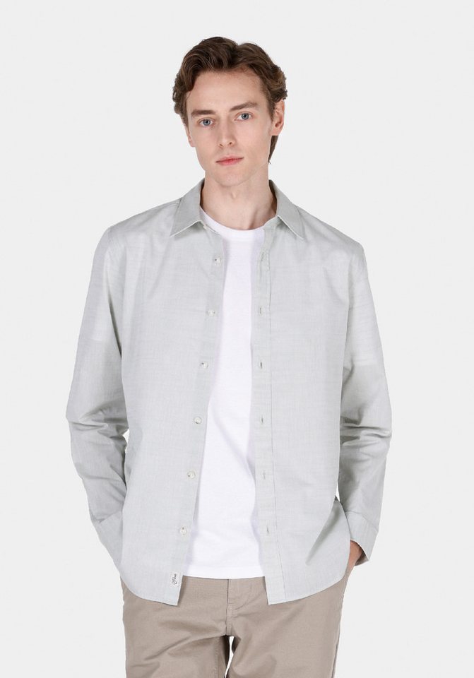 Colins Shirtkleid Colins Regular Fit Shirt Neck Plain Herren Stone Langarmhemd von Colins
