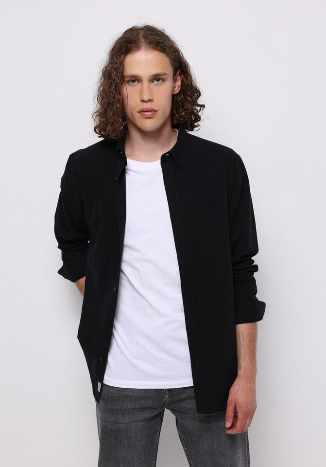 Colins Shirtkleid Colins Regular Fit Shirt Neck Plain Herren Stone Langarmhemd von Colins