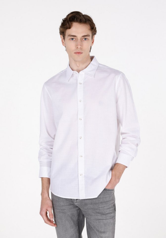 Colins Shirtkleid Colins Regular Fit Shirt Neck Plain Herren Stone Langarmhemd von Colins