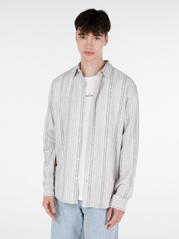 Colins Shirtkleid Colins Regular Fit Shirt Neck Printed Herren Langarmhemd von Colins
