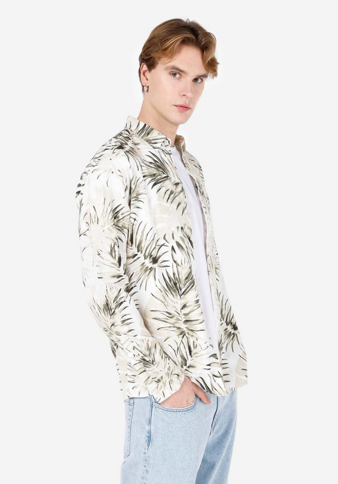 Colins Shirtkleid Colins Regular Fit Shirt Neck Printed Herren Langarmhemd von Colins