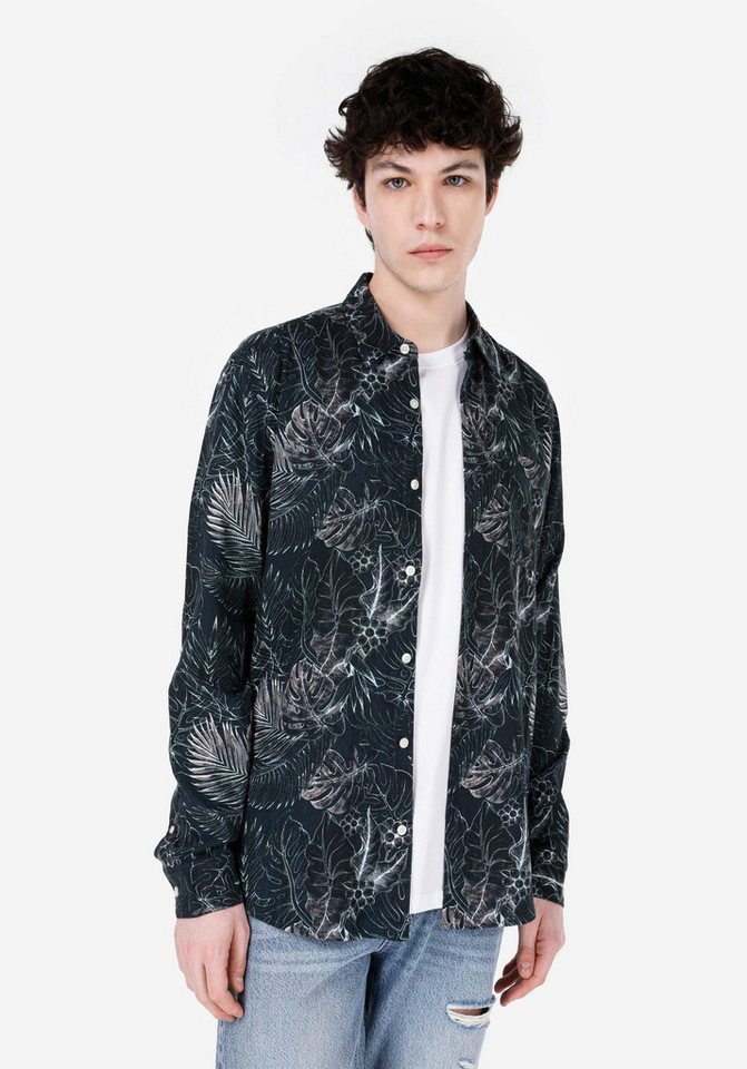 Colins Shirtkleid Colins Regular Fit Shirt Neck Printed Herren Langarmhemd von Colins
