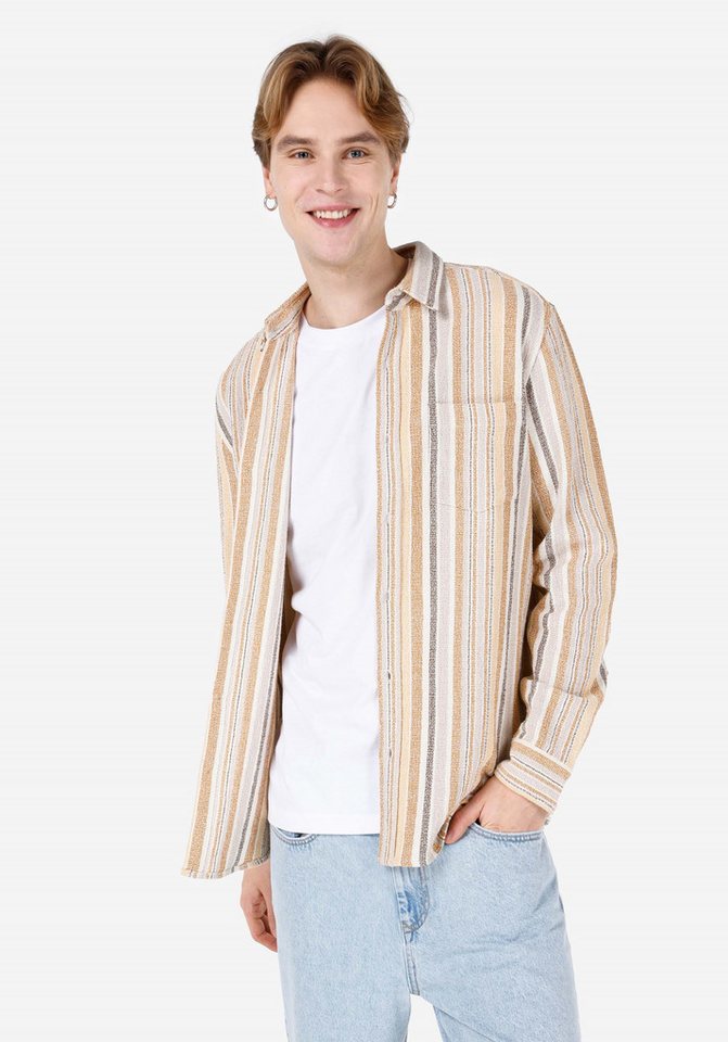 Colins Shirtkleid Colins Regular Fit Shirt Neck Striped Herren Langarmhemd von Colins