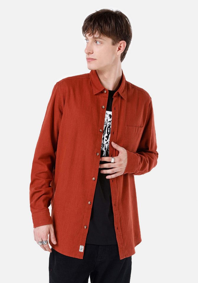 Colins Shirtkleid Colins Regular Fit Shirt Neck Unifarbenes Herren Langarmhemd von Colins