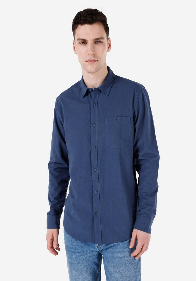 Colins Shirtkleid Colins Regular Fit Shirt Neck Unifarbenes Herren Langarmhemd von Colins