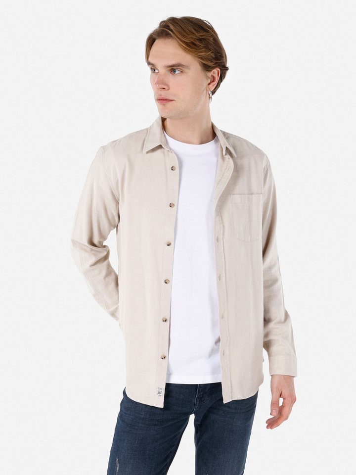 Colins Shirtkleid Colins Regular Fit Shirt Neck Unifarbenes Herren Langarmhemd von Colins