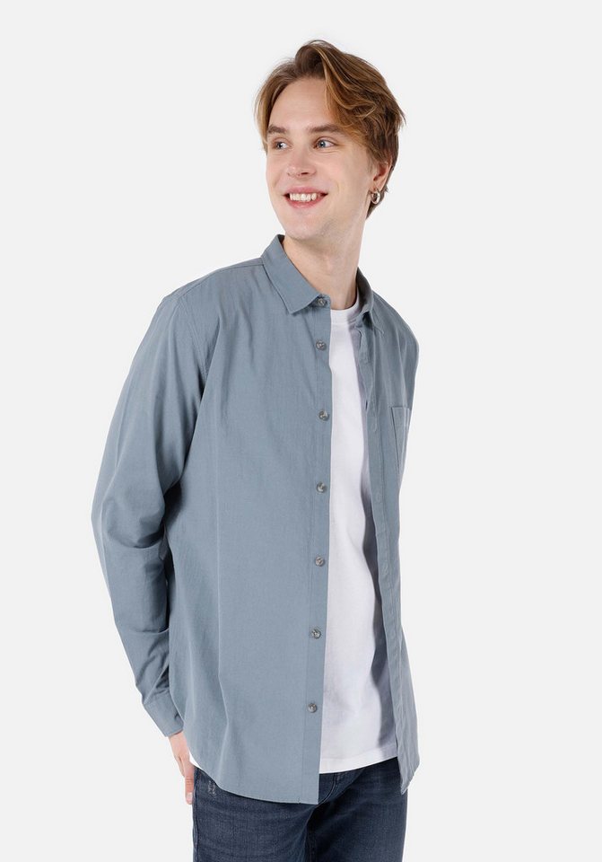 Colins Shirtkleid Colins Regular Fit Shirt Neck Unifarbenes Herren Langarmhemd von Colins