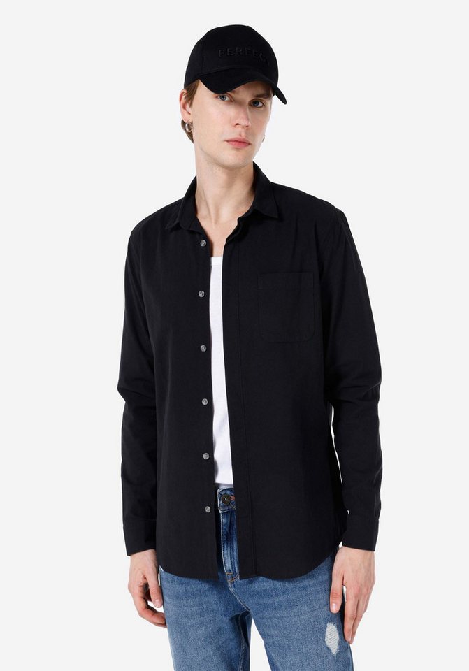 Colins Shirtkleid Colins Regular Fit Shirt Neck Unifarbenes Herren Langarmhemd von Colins