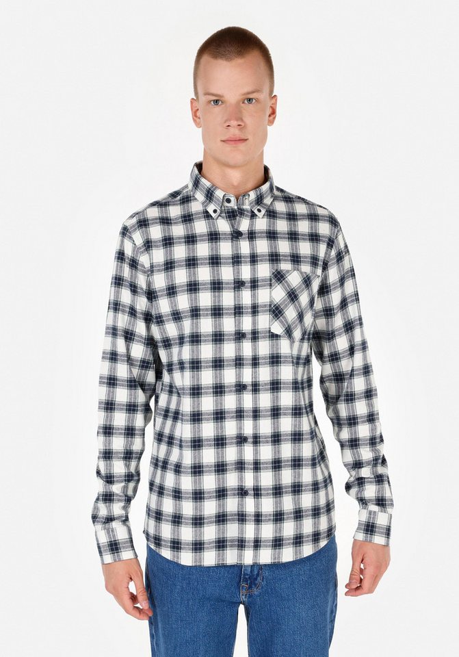 Colins Shirtkleid Colins Slim Fit Herren-Langarmhemd mit klassischem Kragen und Karomust von Colins