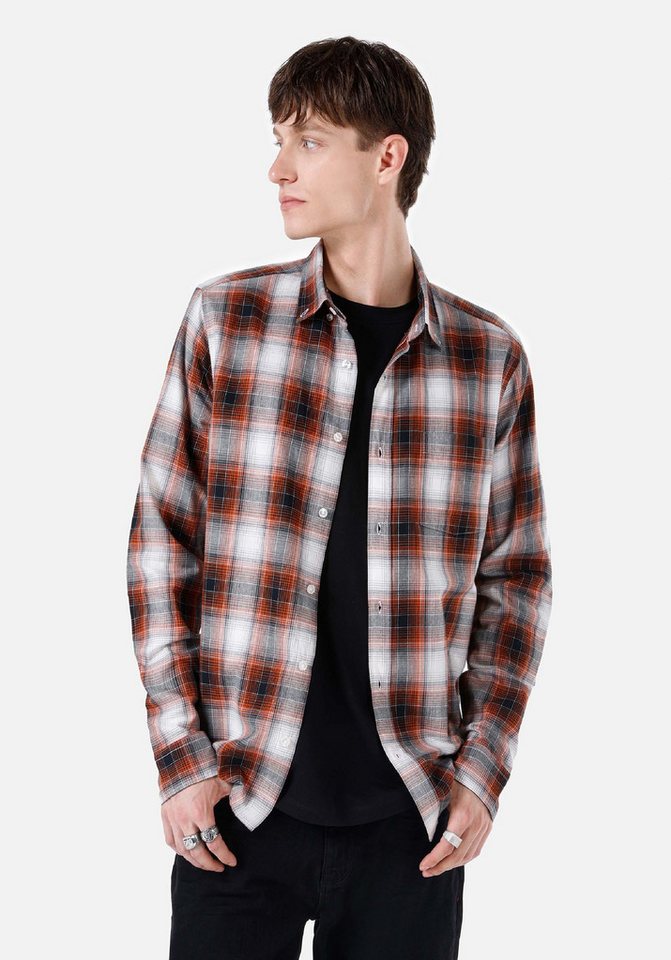 Colins Shirtkleid Colins Slim Fit Shirt Neck Plaid Herren Langarmhemd von Colins
