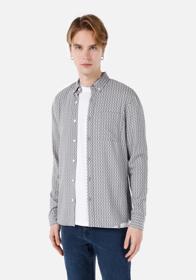 Colins Shirtkleid Colins Slim Fit Shirt Neck Printed Herren Langarmhemd von Colins