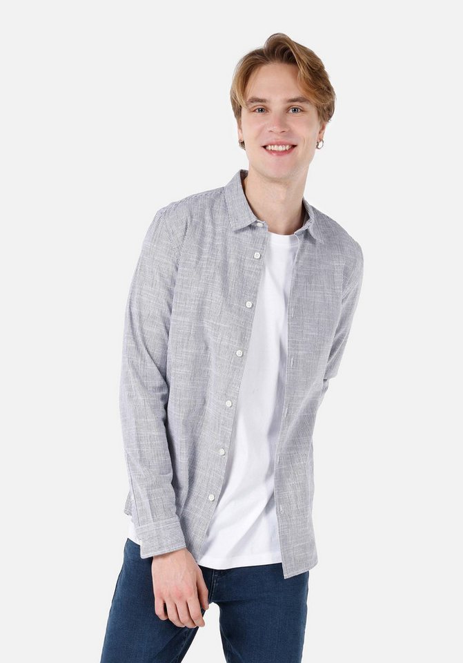 Colins Shirtkleid Colins Slim Fit Shirt Neck Unifarbenes Herren Langarmhemd von Colins